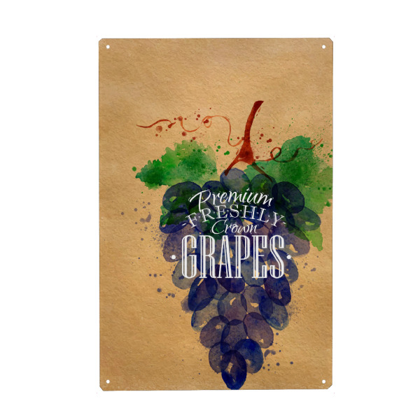 Holzbild "Watercolor grapes craft" artboxONE - Typografie,Essen & Trinken,Essen & Trinken / Obst & Gemüse