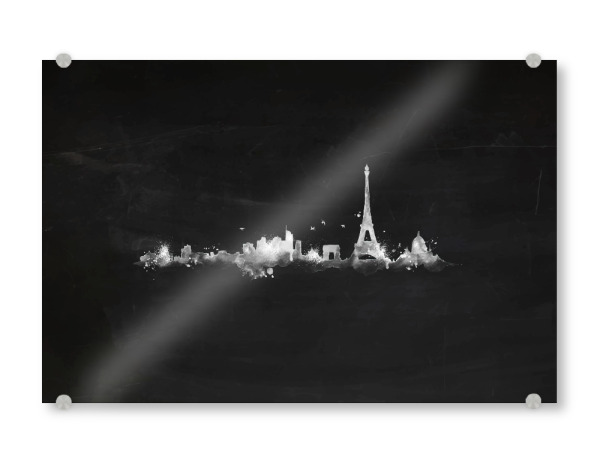 Acrylglasbild "Silhouette chalk Paris" artboxONE - Städte,Schwarzweiß,Städte / Paris