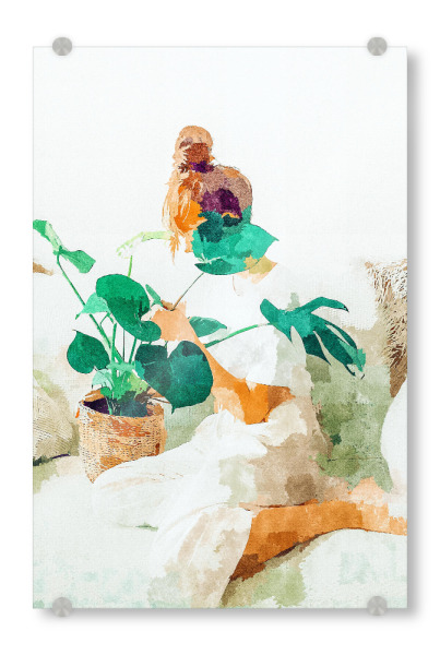 Acrylglasbild "Me and Monstera" artboxONE - Menschen