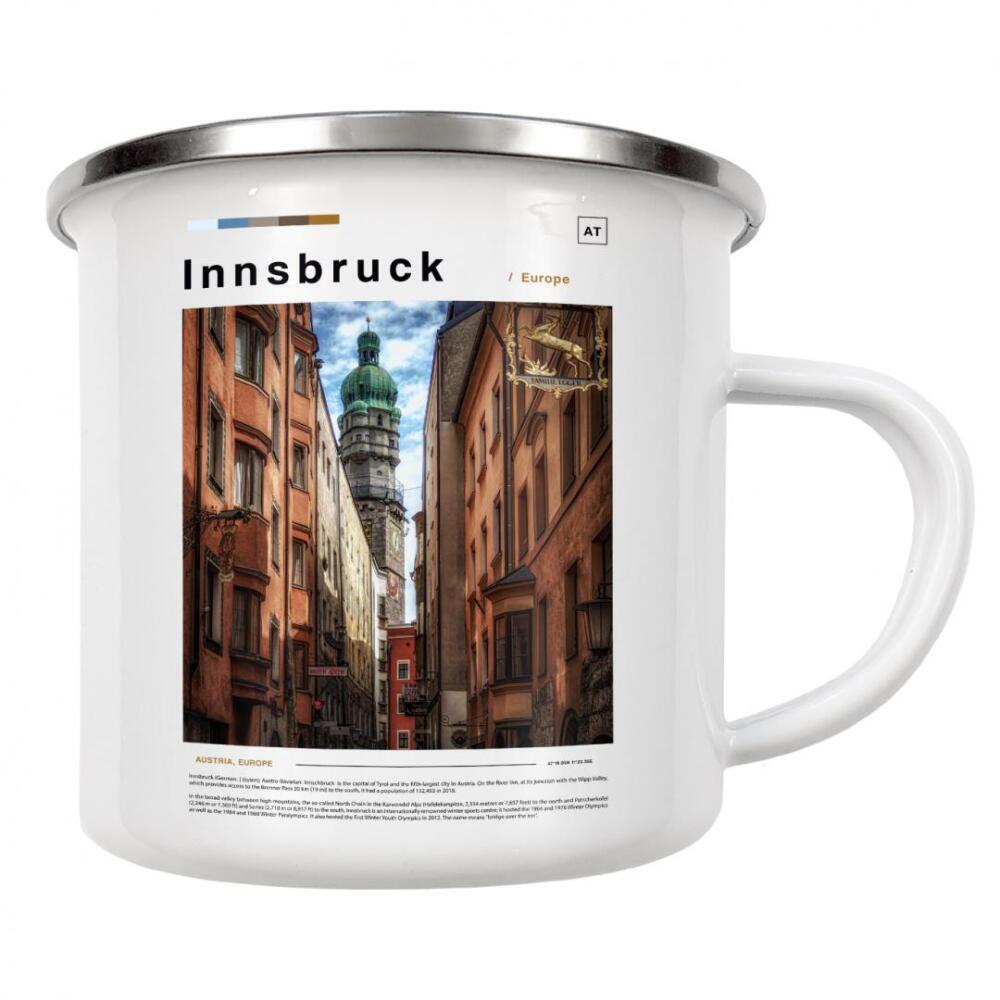 Emaille Tasse "Innsbrucker Zeitungsseite" artboxONE - Städte,Architektur