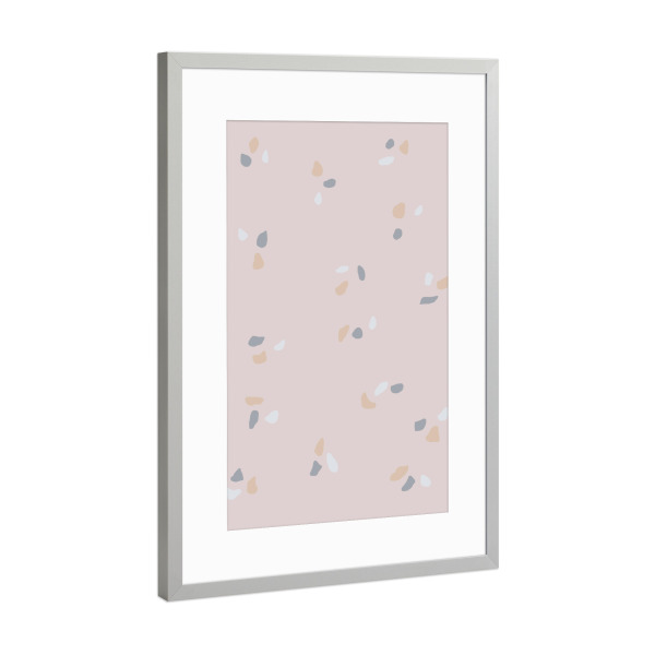 Poster mit Rahmen Silber "Pastell Terrazzo" artboxONE - Abstrakt - Terrazzo muster,Pastell muster,Pastellfarben,Ruhe,Zeitlos