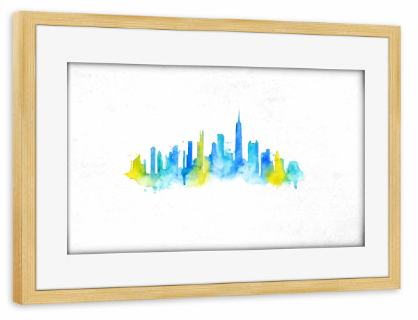 Poster mit Rahmen kiefer "Silhouette Chicago watercolor" artboxONE - Städte,Reise,Städte / Chicago