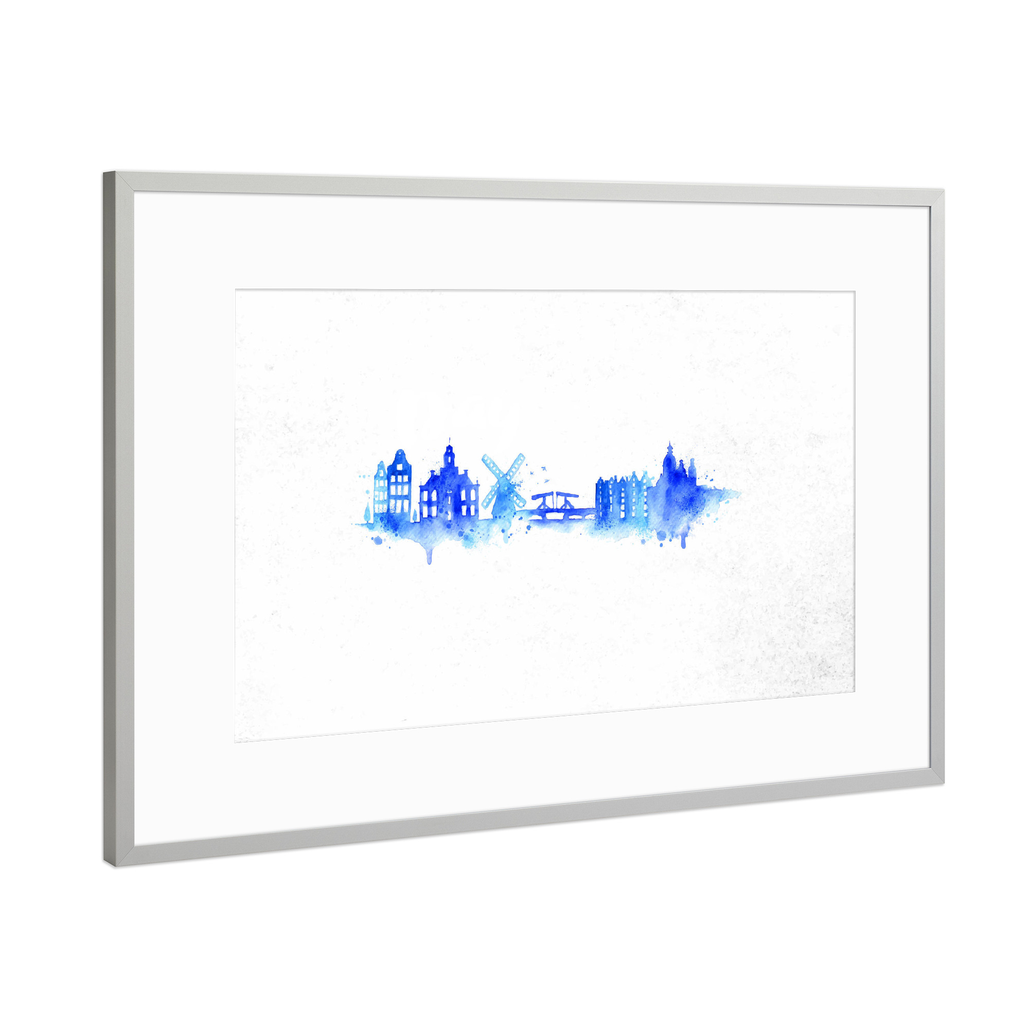 Poster mit Rahmen Silber "Silhouette Amsterdam" artboxONE - Reise,Städte / Amsterdam