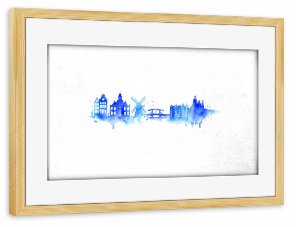 Poster mit Rahmen kiefer "Silhouette Amsterdam" artboxONE - Reise,Städte / Amsterdam