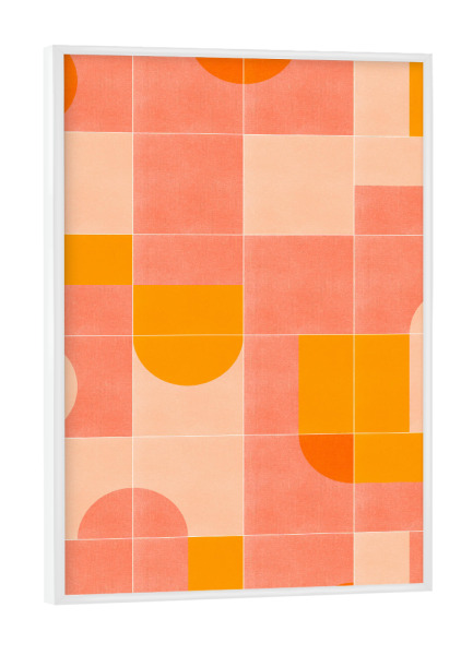Poster mit weißem Rahmen "Retro Tiles Third" artboxONE - Abstrakt - Mid-century-modern,Living coral,Tiles