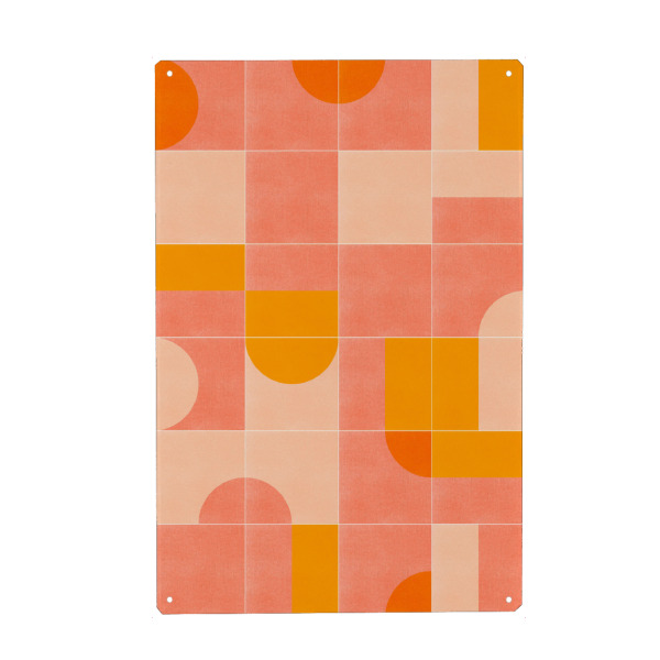 Holzbild "Retro Tiles Third" artboxONE - Abstrakt - Mid-century-modern,Living coral,Tiles