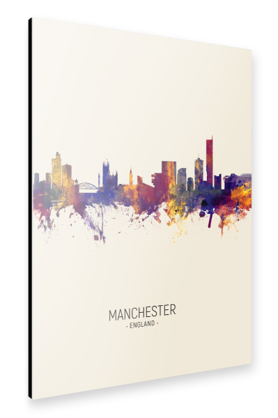Alu-Dibond "Manchester England Skyline Beige" 30x20 cm artboxONE