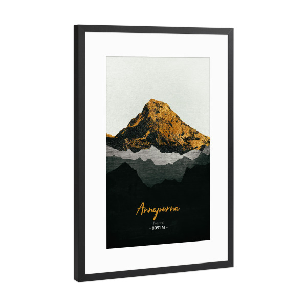 Poster mit Rahmen Schwarz (Metallic) "Annapurna" artboxONE - Natur,Reise
