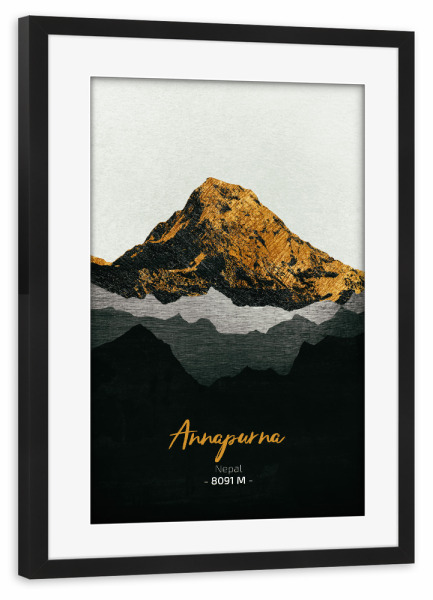 Poster mit Rahmen schwarz "Annapurna" artboxONE - Natur,Reise - Berge,Gebirge,Gipfel,Himalaya,Alpen,Klettern,Wandern,Bergsteigen,Natur,Landschaft