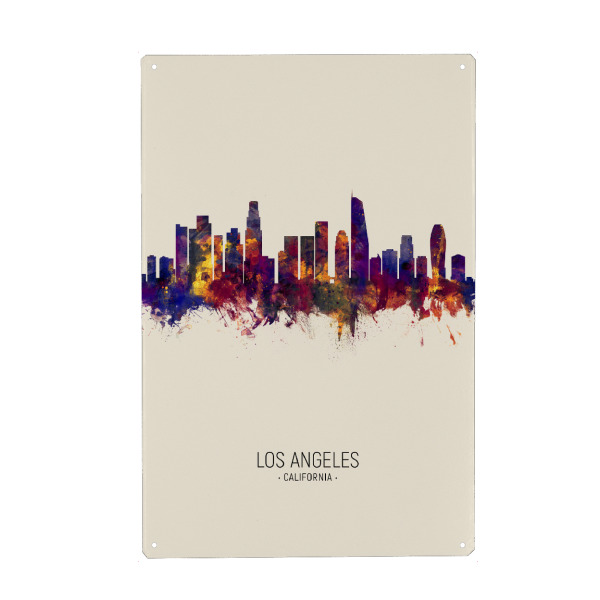 Holzbild "Los Angeles Skyline Beige" artboxONE - Städte / Los Angeles - Los angeles,California,Skyline,Cityscape,Painting,Watercolour,Stadtbild
