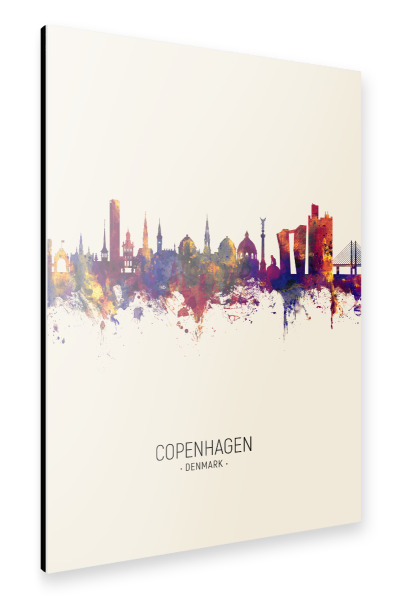 Alu-Dibond "Copenhagen Denmark Skyline Beige" 30x20 cm artboxONE