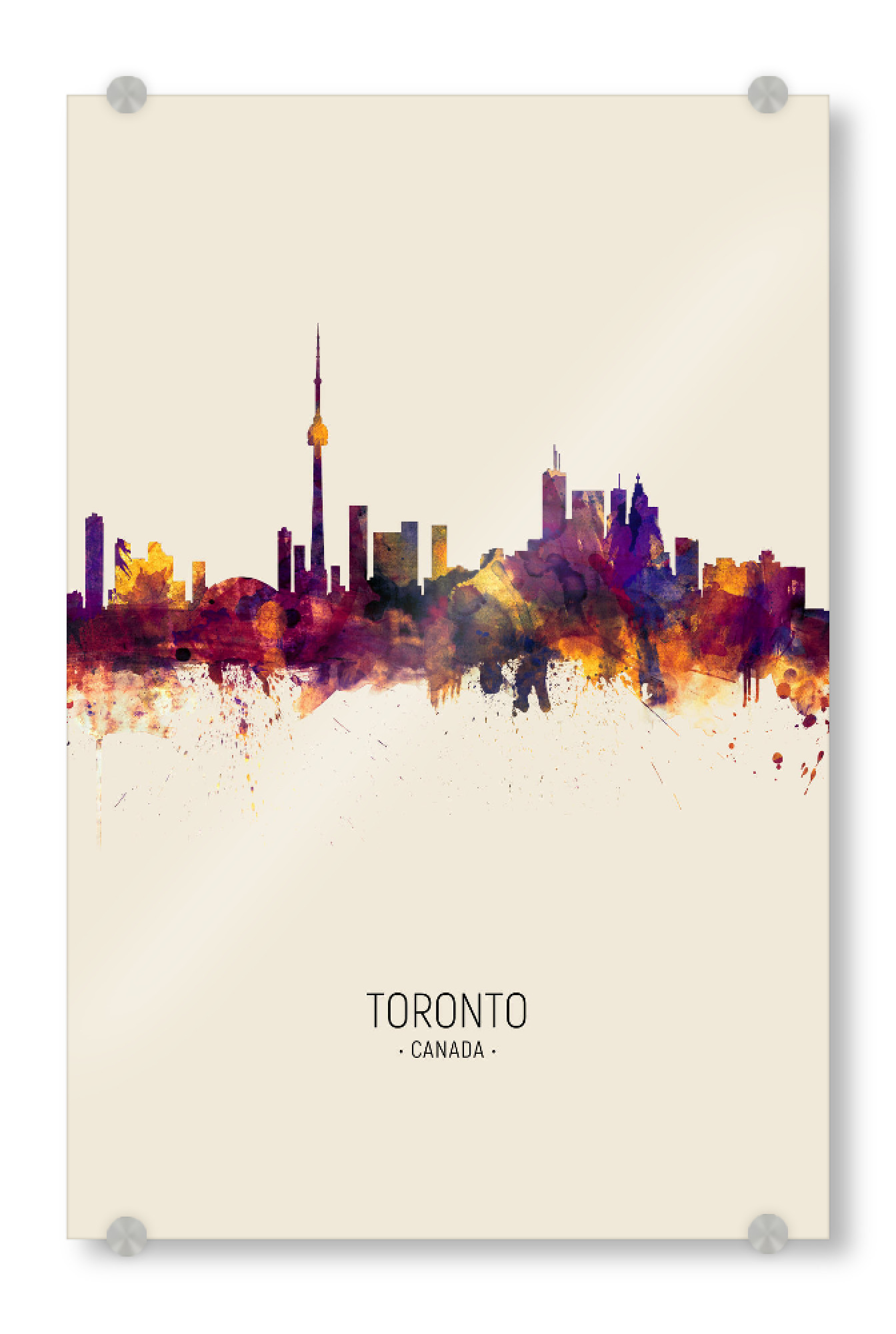 Acrylglasbild "Toronto Canada Skyline Beige" artboxONE - Städte - Toronto,Canada,Skyline,Cityscape,Painting,Watercolour,Stadtbild