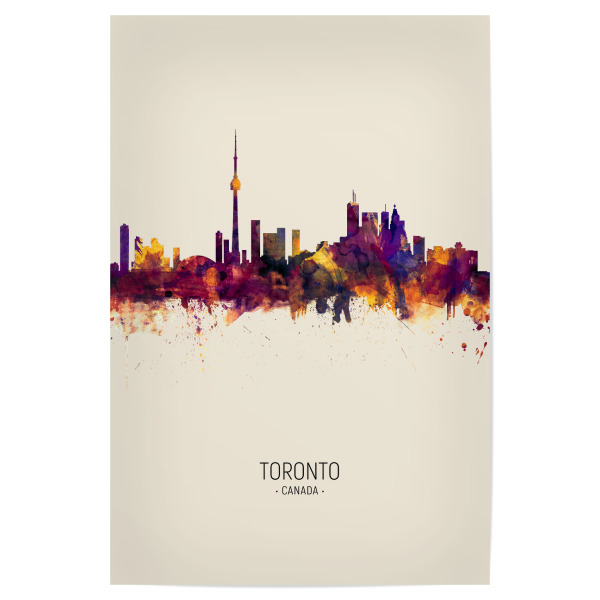 Poster 30x20 cm "Toronto Canada Skyline Beige" artboxONE - Städte - Toronto,Canada,Skyline,Cityscape,Painting,Watercolour,Stadtbild