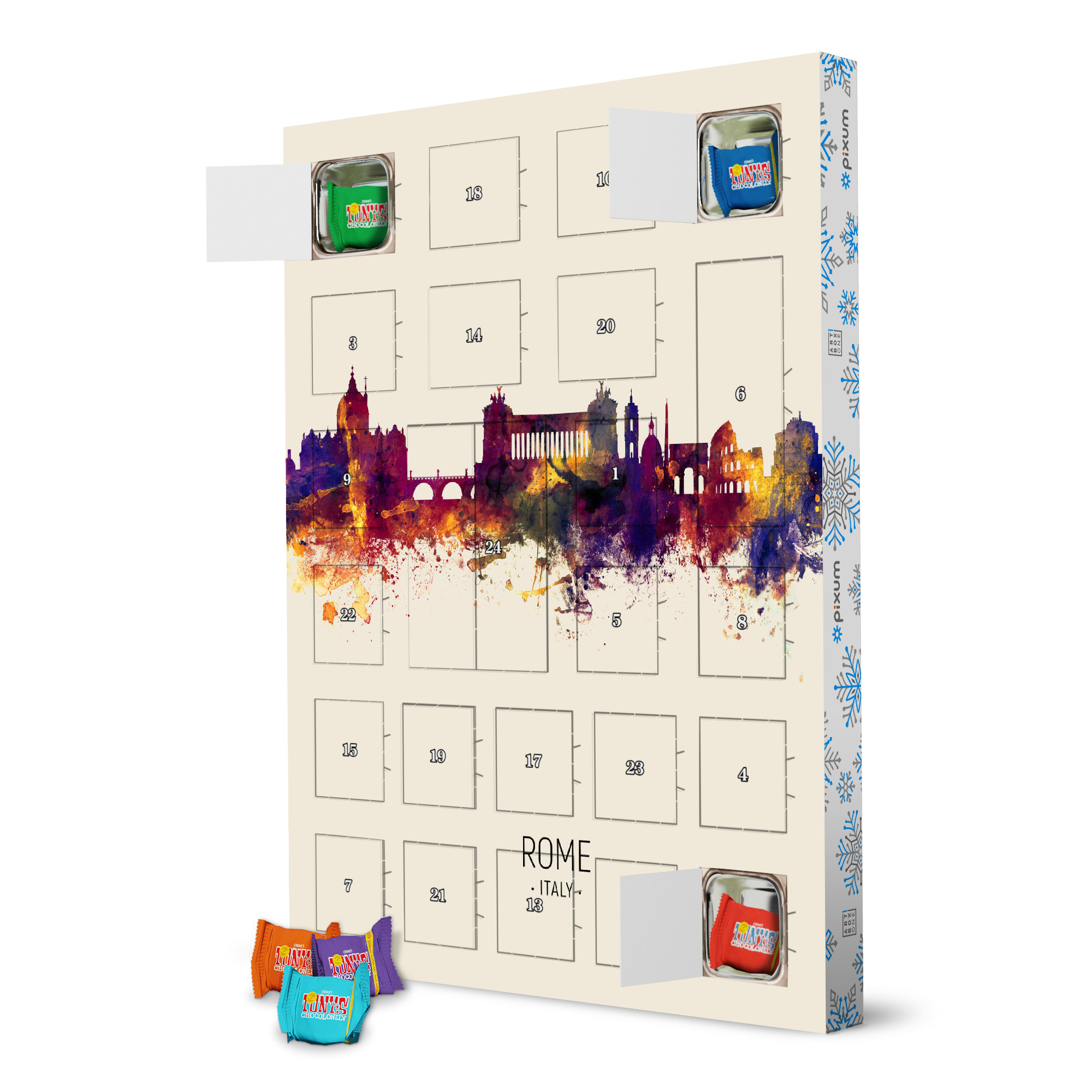 Adventskalender mit Tony's Chocolonely Rome Italy Skyline Beige artboxONE Adventskalender Städte / Rom