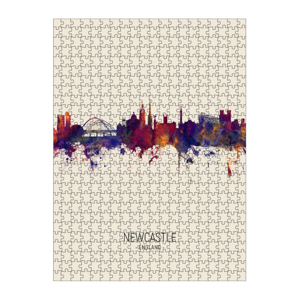 Puzzle Ravensburger "Newcastle England Skyline Beige" artboxONE - Städte - Newcastle,England,Skyline,Cityscape,Painting,Watercolour,Stadtbild