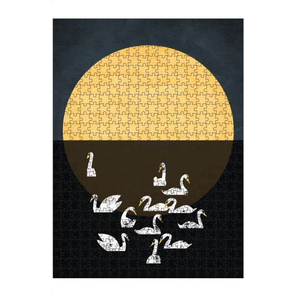 Puzzle Ravensburger "Sleeping Swans" artboxONE - Tiere - See,Nacht,Schwäne,Sonnenuntergang,Abstrakt - Bild see