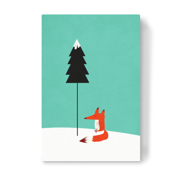 Leinwandbild "Sweet Fox In The Snow" artboxONE - Für Kinder,Tiere - Fuchs,Winter,Süss,Kindermotiv,Schnee,Tannenbaum
