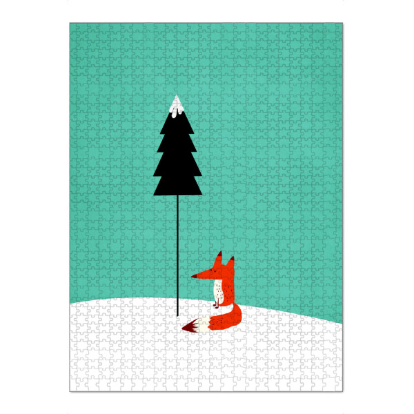 Puzzle Ravensburger "Sweet Fox In The Snow" artboxONE - Für Kinder,Tiere - Fuchs,Winter,Süss,Kindermotiv,Schnee,Tannenbaum - Bild fuchs
