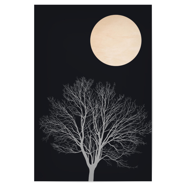 Poster 30x20 cm "Moonshine Dancers In The Dark" artboxONE - Natur,Schwarzweiß - Baum,Mond,Silhuette,Abstrakt