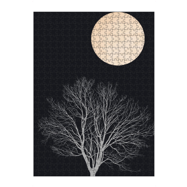 Puzzle Ravensburger "Moonshine Dancers In The Dark" artboxONE - Natur,Schwarzweiß - Baum,Mond,Silhuette,Abstrakt - Bild baum