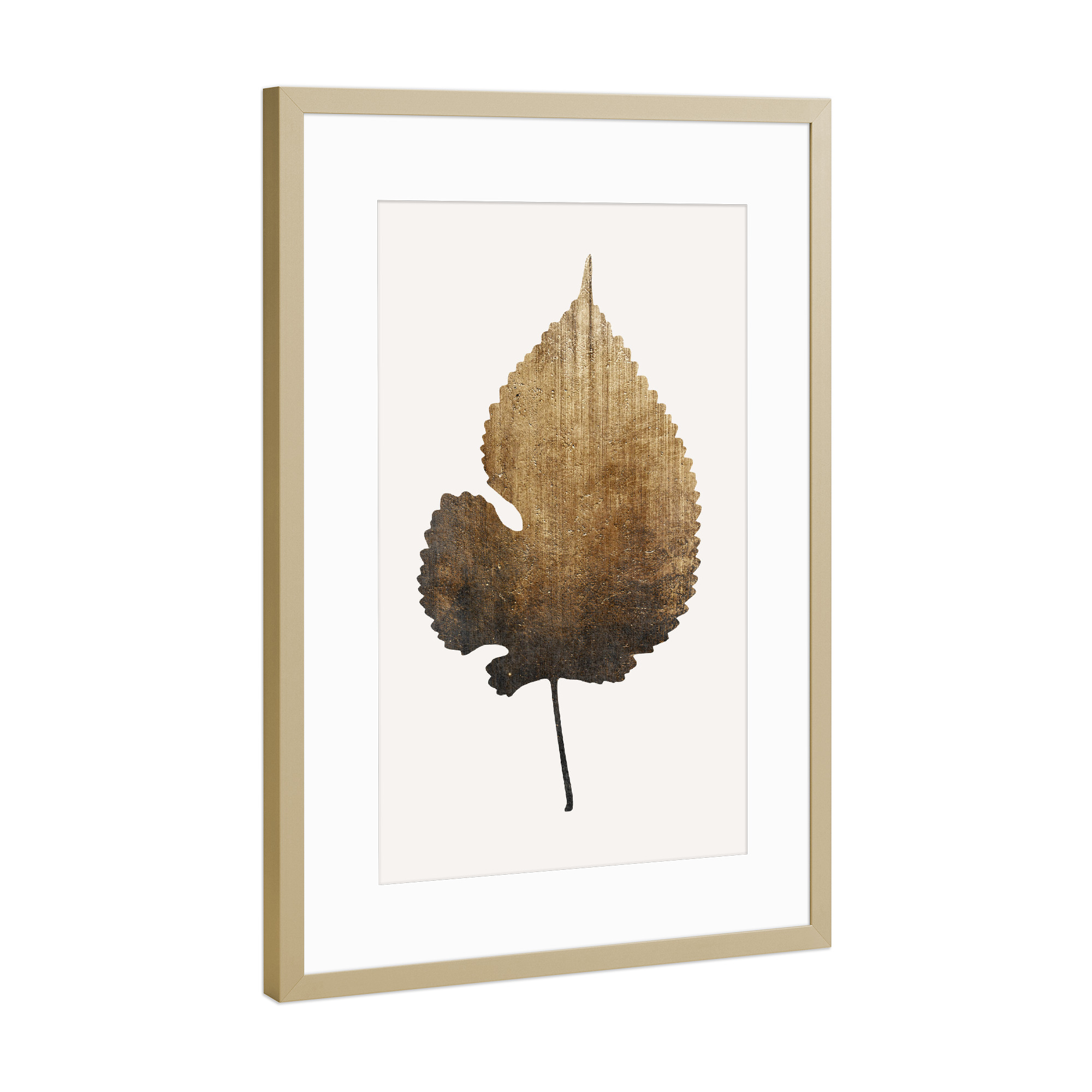 Poster mit Rahmen Gold "The Shape Of Cold Days" artboxONE - Floral - Blatt,Gold,Abstrakt