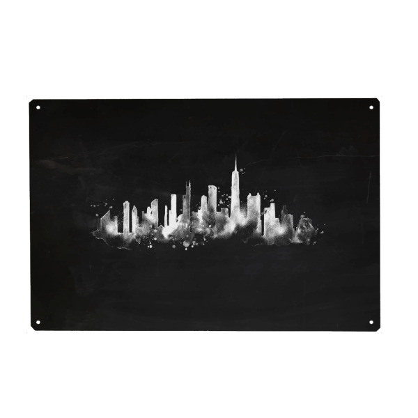 Metall Poster "Silhouette Chicago chalk" artboxONE - Schwarzweiß,Städte / Chicago