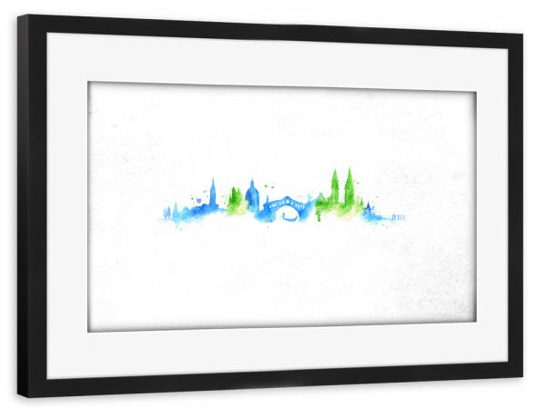 Poster mit Rahmen schwarz "Silhouette Venice watercolor" artboxONE - Städte / Venedig