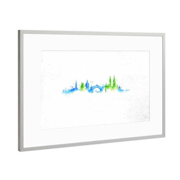 Poster mit Rahmen Silber "Silhouette Venice watercolor" artboxONE - Städte / Venedig