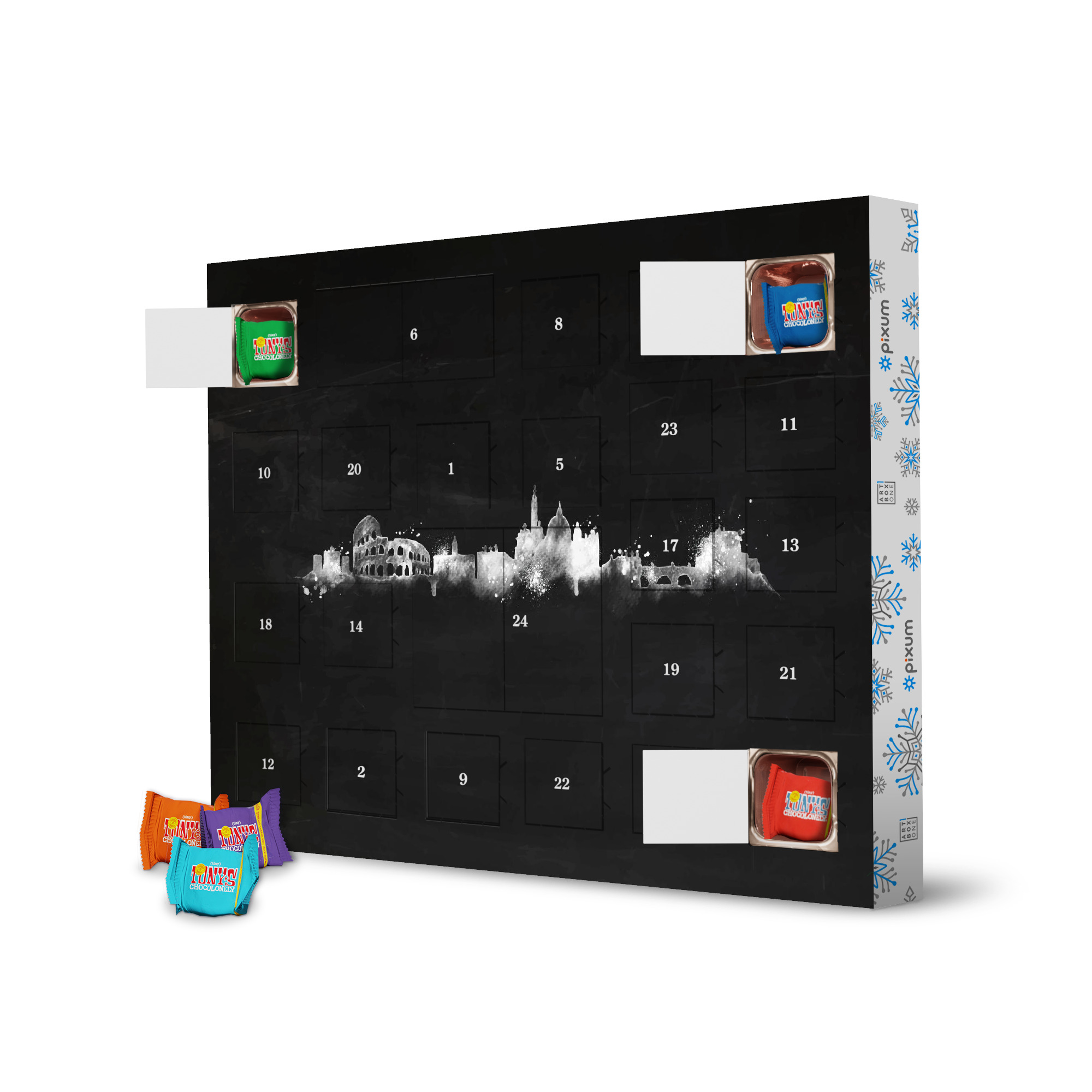 Adventskalender mit Tony's Chocolonely Silhouette chalk Rome artboxONE Adventskalender Schwarzweiß