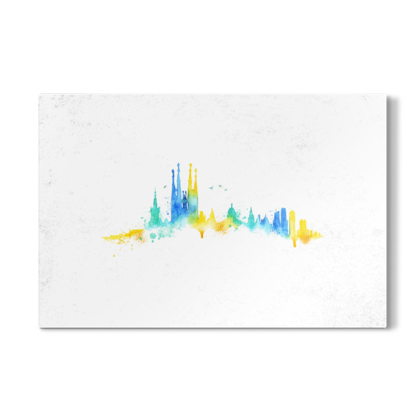 Galerie-Print "Silhouette Barcelona watercolor" 30x20 cm artboxONE