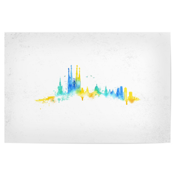 Poster "Silhouette Barcelona watercolor" artboxONE - Städte / Barcelona
