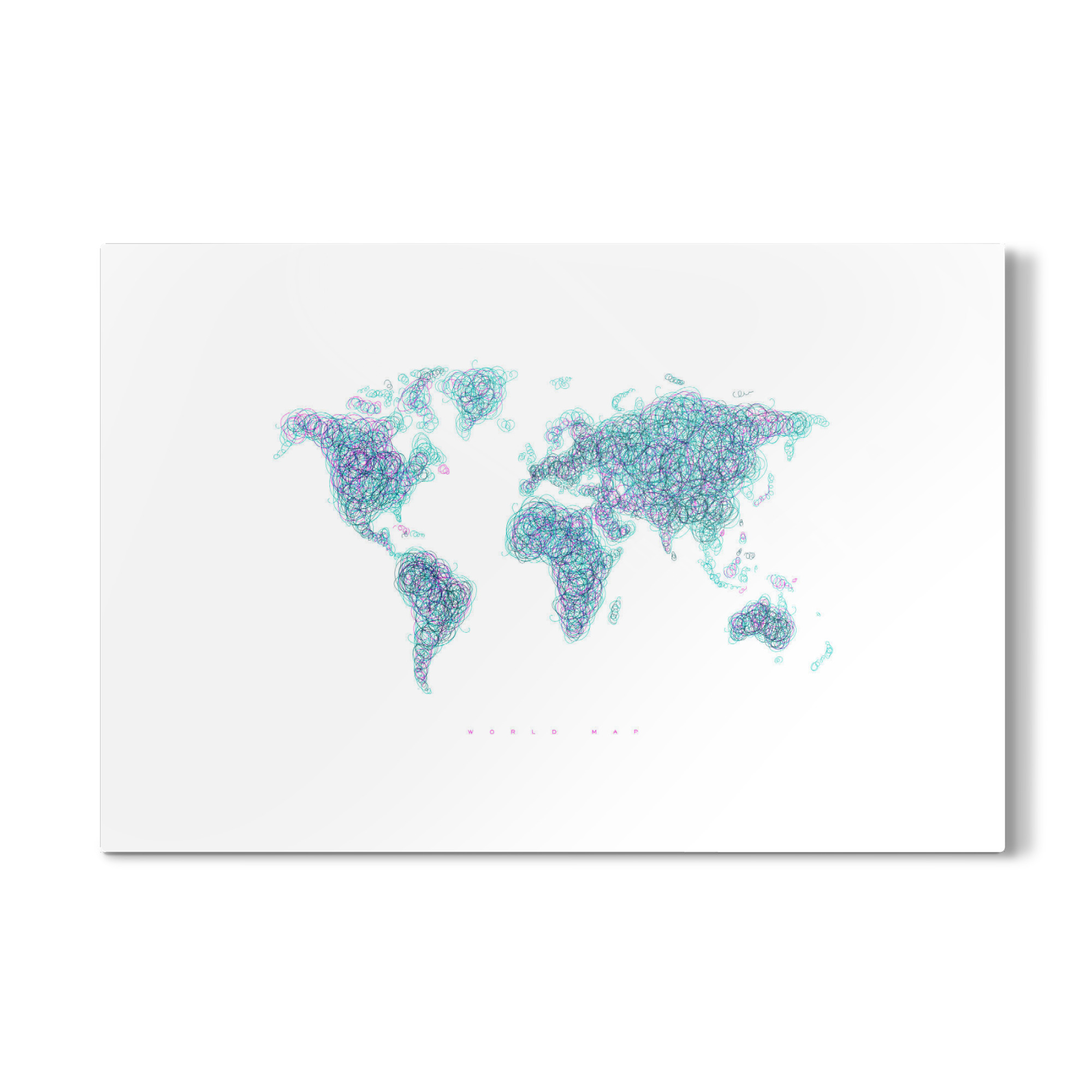 Galerie-Print "World map tangle line turquoise" 75x50 cm artboxONE