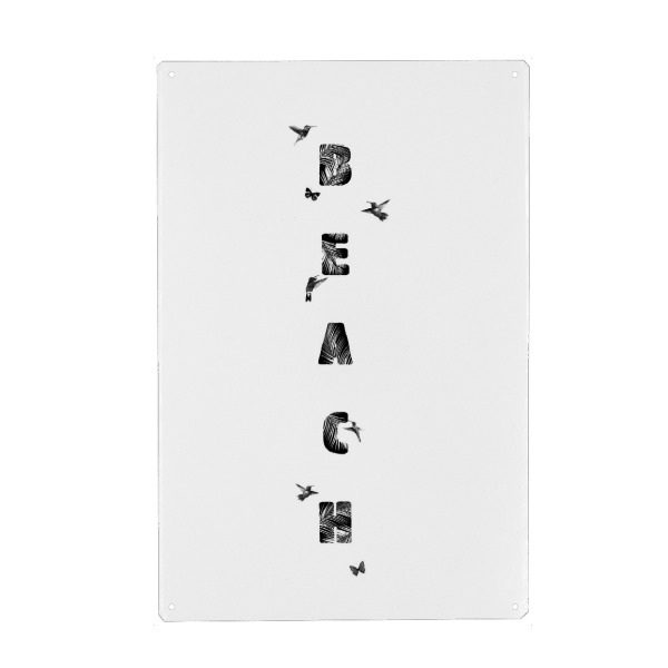 Metall Poster "BEACH LIFE, BIRDS" artboxONE - Typografie,Schwarzweiß
