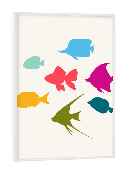 Poster mit weißem Rahmen "An Ocean Full Of Colors" artboxONE - Tiere - Fische,Abstrakt,Bunt,Kindermotiv