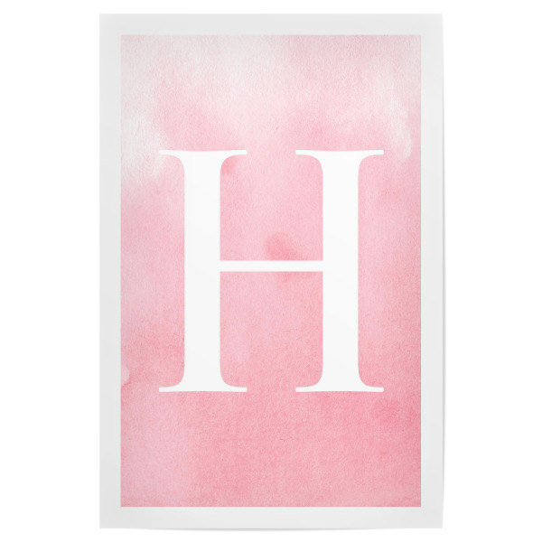 Poster "Babygirl H" artboxONE - Buchstaben / H - Baby,Babygirl,Watercolor,Aquarell,Initialien,Pink,Rosa,Buchstabe,Anfangsbuchstabe,Typografie,Clean,H