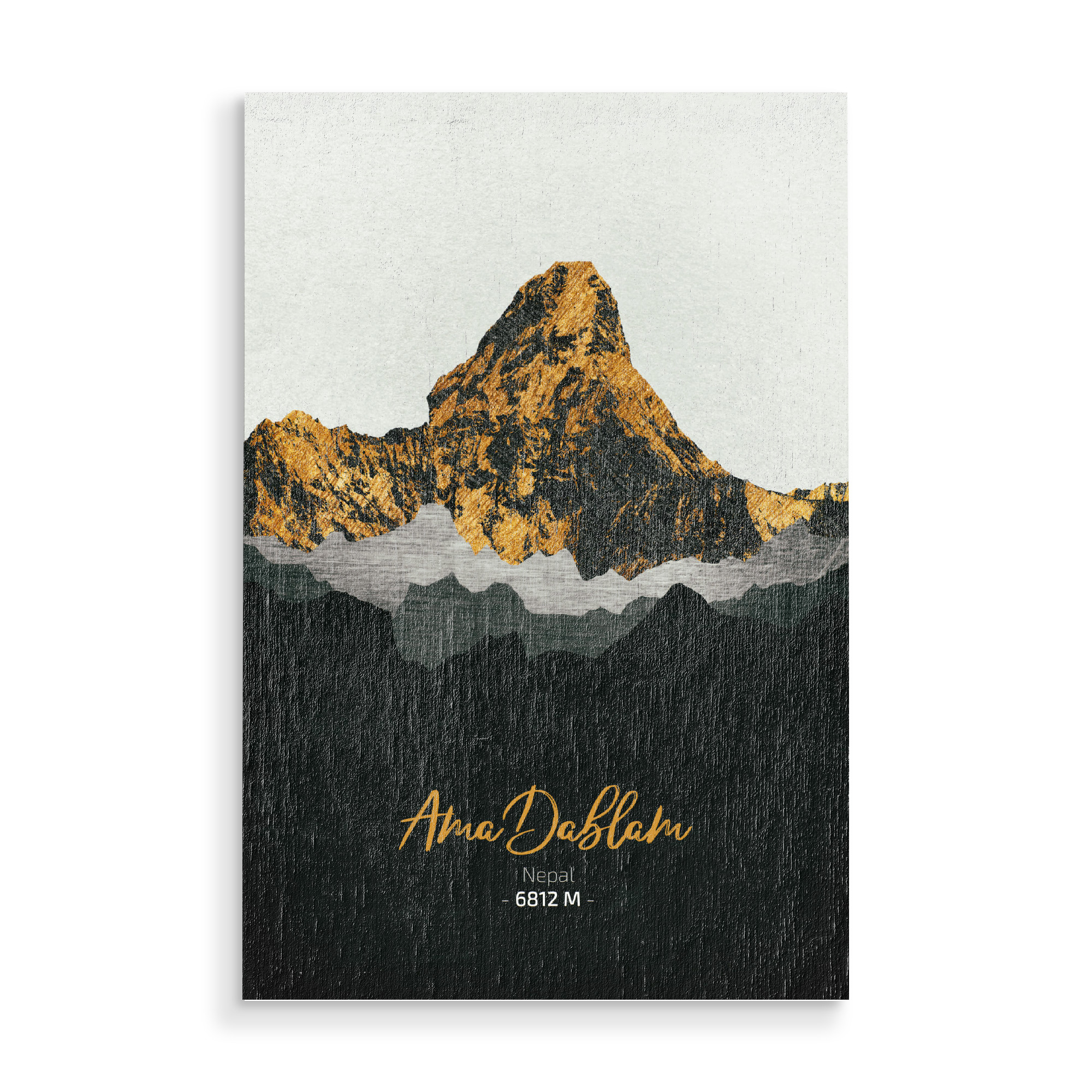 Holzbild "Ama Dablam" artboxONE - Natur,Reise - Berge,Gebirge,Gipfel,Himalaya,Alpen,Klettern,Wandern,Bergsteigen,Natur,Landschaft