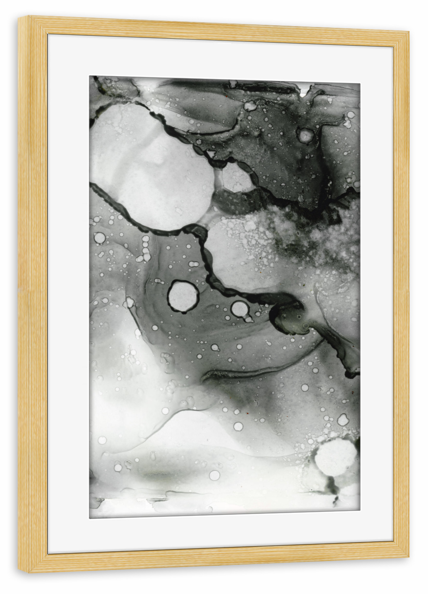 Poster mit Rahmen kiefer "Ink no. twelve" artboxONE - Abstrakt,Schwarzweiß