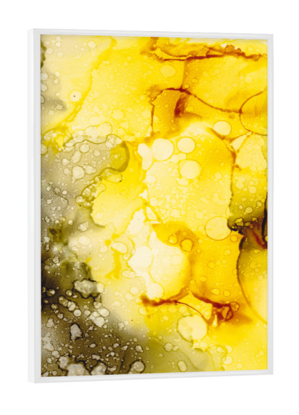 Poster mit weißem Rahmen "Ink no.eleven" artboxONE - Abstrakt - Ink,Farbe,Tinte,Wasserfarbe,Farbklecks,Abstract,Abstrakt,Gelb