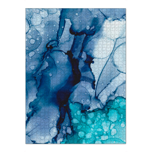 Puzzle Ravensburger "Ink spots" artboxONE - Abstrakt - Ink,Farbe,Abstrakt,Tinte,Wasserfarbe,Farbklecks,Color,Colorful,Blue,Blau,Türkis,Turquoise,Water