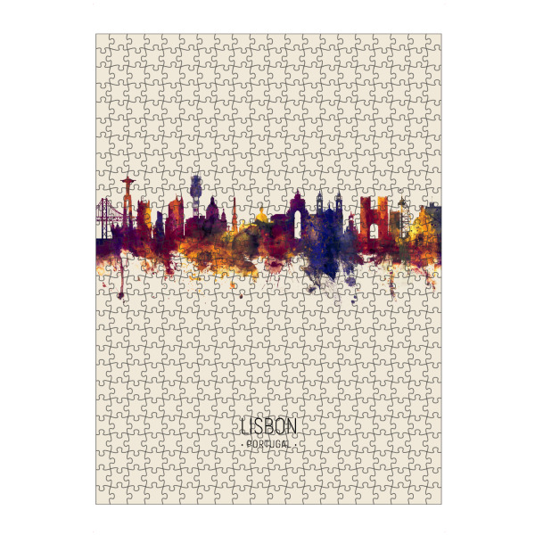 artboxONE Puzzle "Lisbon Portugal Skyline Beige" artboxONE - Städte - Lisbon,Portugal,Skyline,Cityscape,Painting,Watercolour,Stadtbild