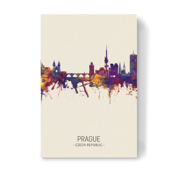 Leinwandbild "Prague Skyline Beige" artboxONE - Städte / Prag - Prague,Czech republic,Skyline,Cityscape,Painting,Watercolour,Stadtbild