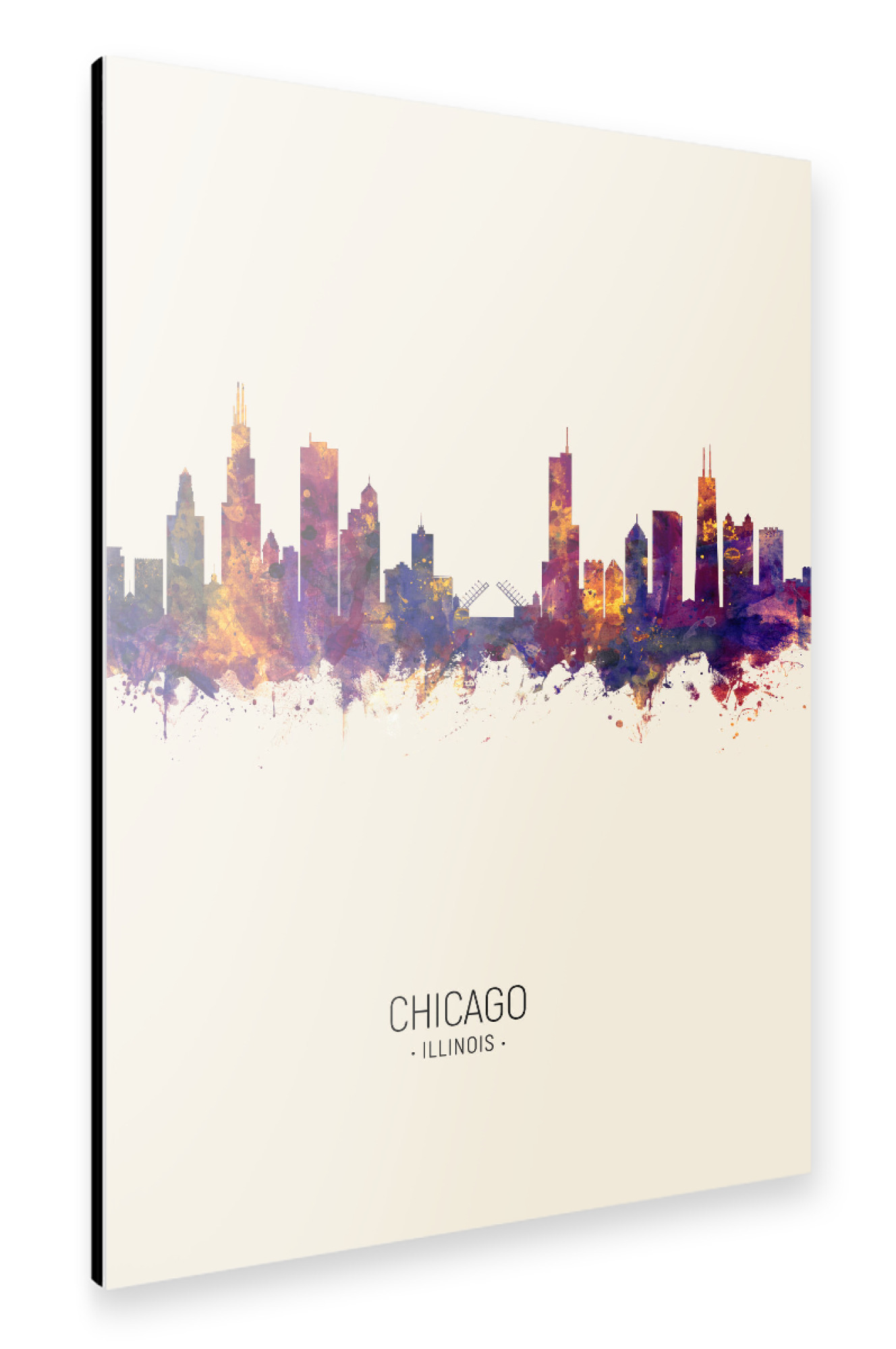 Alu-Dibond "Chicago Illinois Skyline Beige" 30x20 cm artboxONE