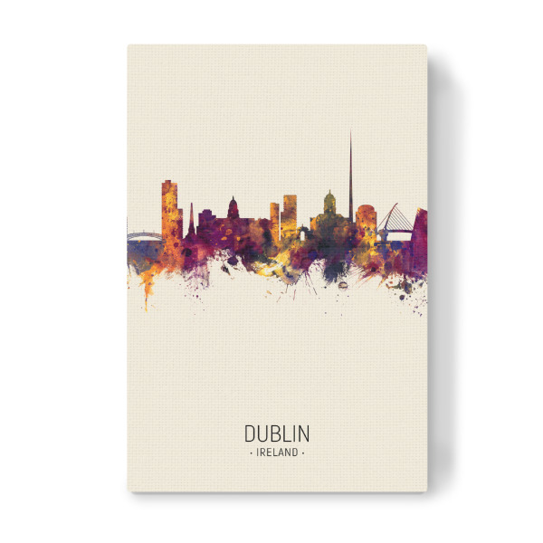 Leinwandbild "Dublin Ireland Skyline Beige" artboxONE - Städte - Dublin,Ireland,Skyline,Cityscape,Painting,Watercolour,Stadtbild