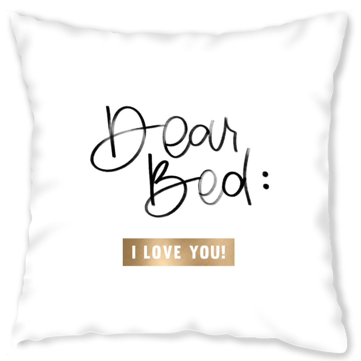 Design-Kissen "Bedlove" artboxONE - Typografie - Bed,Bedlove,Love,Dear bed,Iloveyou,Gold,Watercolor,Lettering,Quote