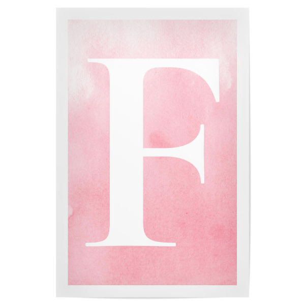 Poster "Babygirl F" artboxONE - Buchstaben / F - Buchstabe,Baby,Babygirl,Pink,Rosa,Aquarell,Geburtstag,Typografie,Clean,Watercolor,F