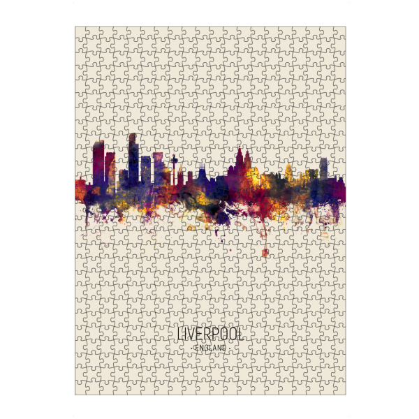 artboxONE Puzzle "Liverpool England Skyline Beige" artboxONE - Städte - Liverpool,England,Skyline,Cityscape,Painting,Watercolour,Stadtbild