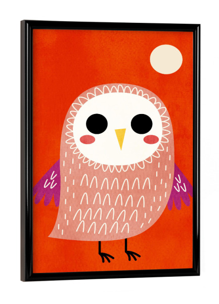 Poster mit schwarzem Rahmen "Die Kleine Eule Uhu" artboxONE - Tiere - Eule,Kindermotiv