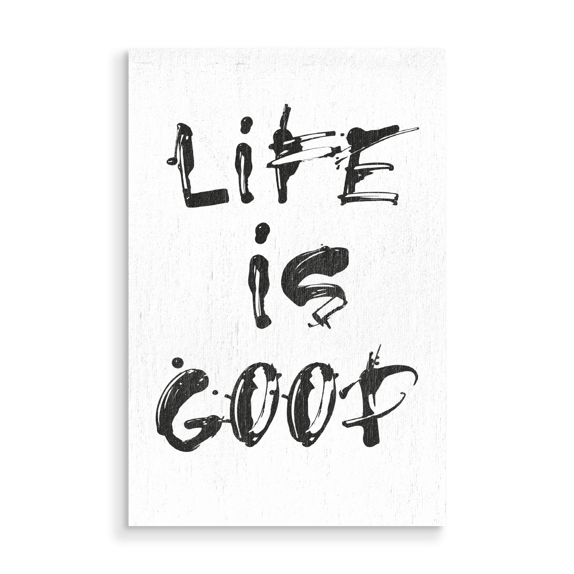 Holzbild "Life Is Always Deaktivieren Lizenz" artboxONE - Typografie,Schwarzweiß - Positiv,Spruch,Motivation