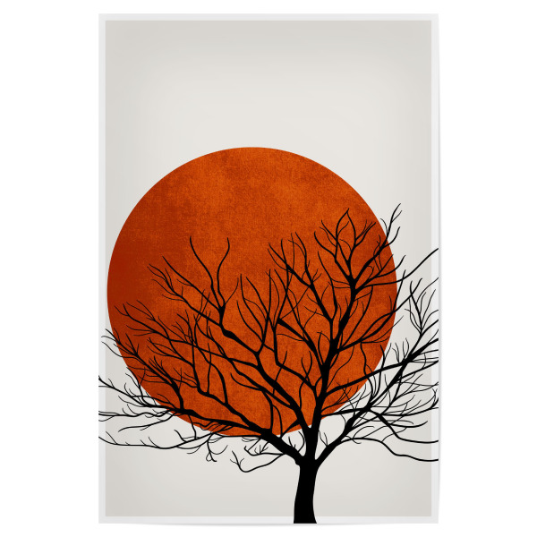 Poster 30x20 cm "Winter Sunset" artboxONE - Natur - Baum,Silhouette,Sonne,Mond