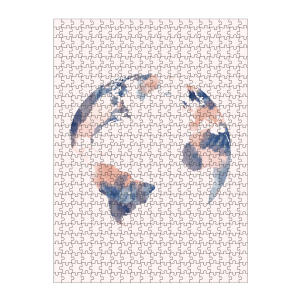Puzzle Ravensburger "Globe, World map pink and navy" artboxONE - Kartografie - Watercolor map,Blush rose,Navy blue,World map,Weltkarte,Globe